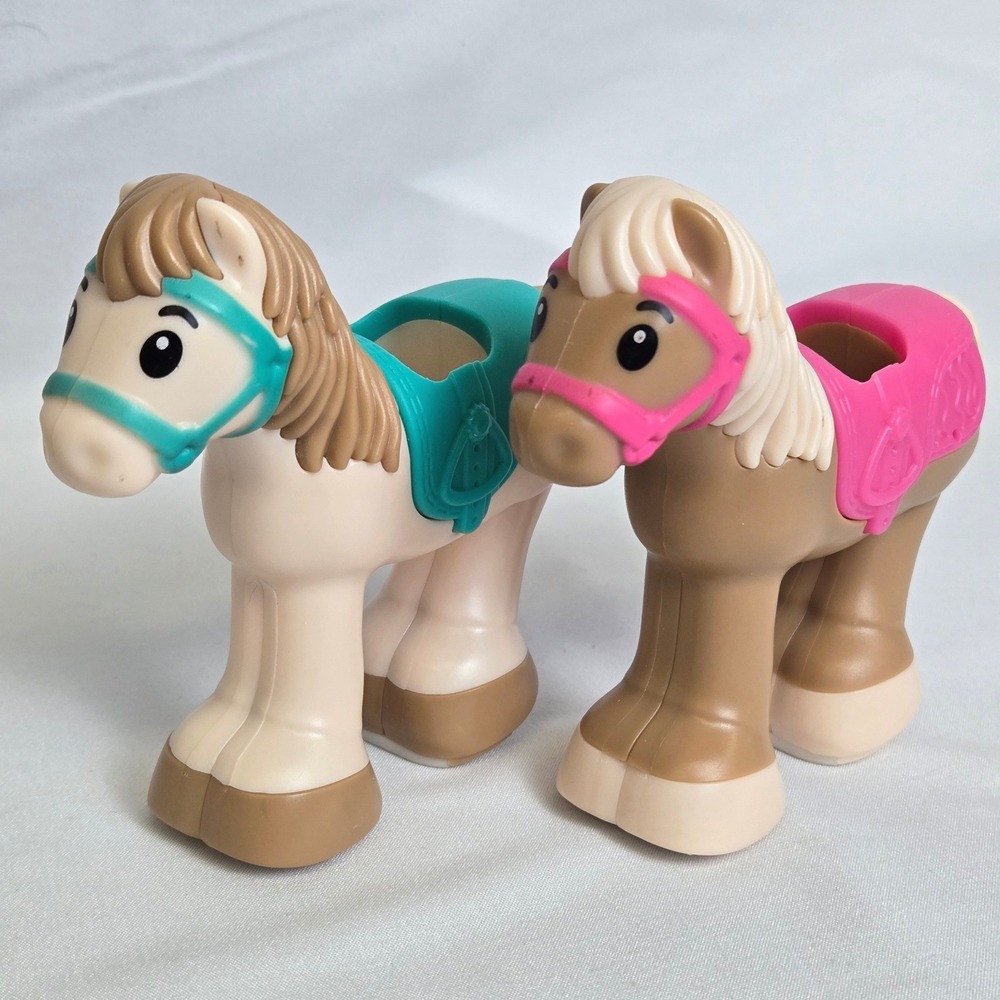 2 Kid Connection Pony Ranch Play Set Replacement Clip Clop Ponies Pink Blue 4.5"